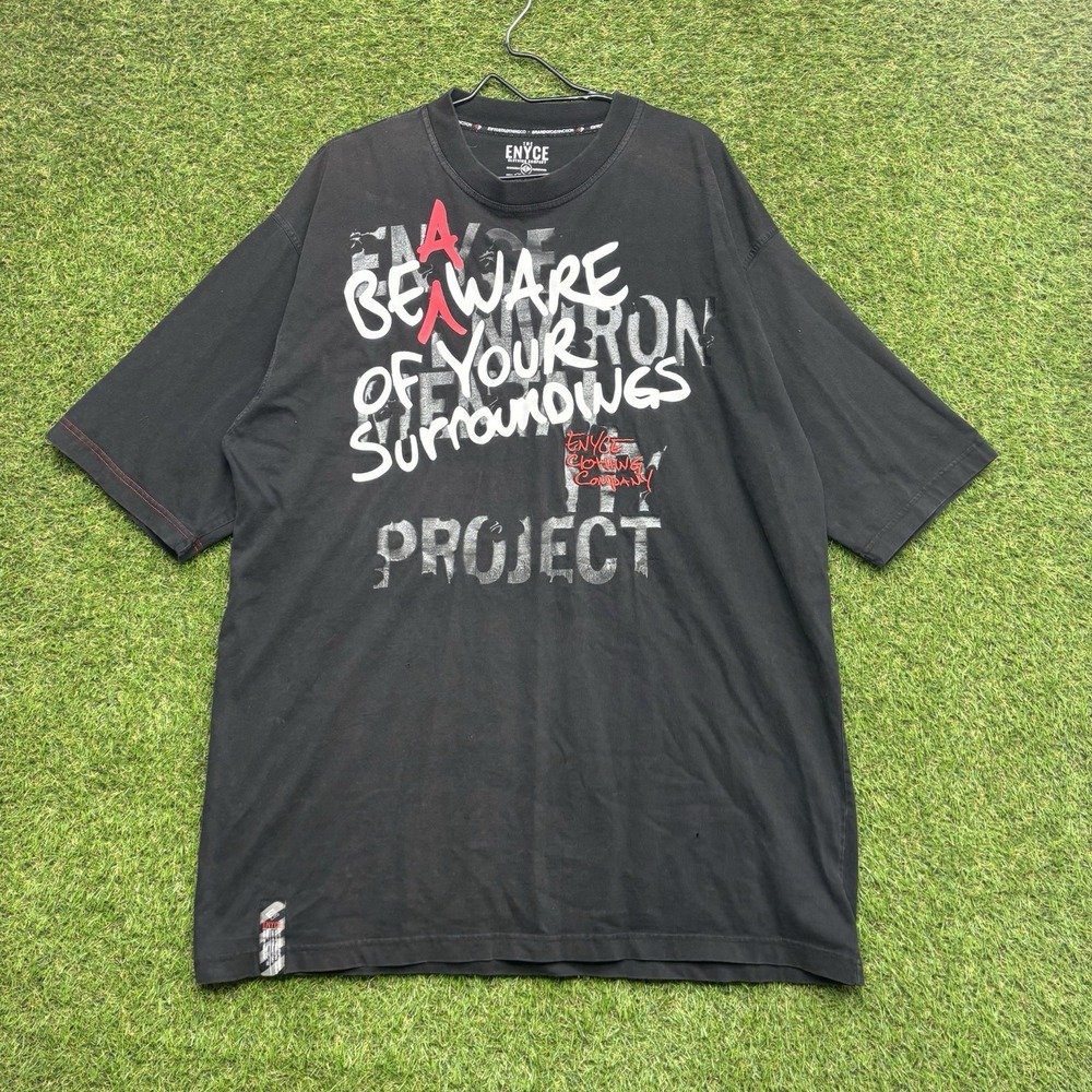 Enyce Clothing Co y2k Shirt Mens 2XL Black Logo Print Short Sleeve Streetwear